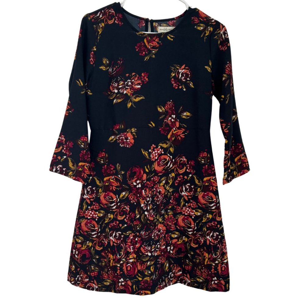 Abercrombie & Fitch - Black & Red and Gold Floral Dress - Size Small